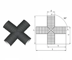 Крестовина гофрированная канализационная 190/160 пэ SN8/SN6